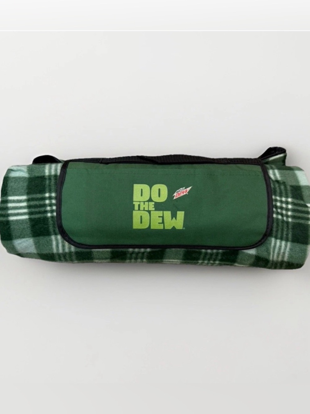 Mountain Dew Do The Dew Plaid Picnic Blanket Roll Up Green Promo